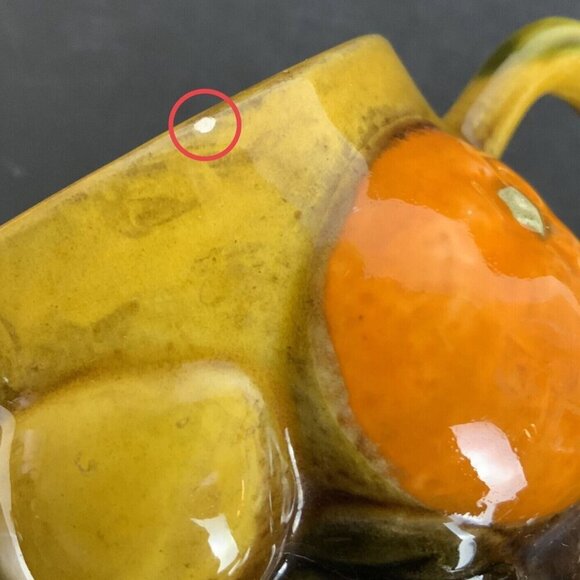 Inarco Vintage Ceramic Fruit Basket Mugs Pair Orange Lemon Design Coffee Cups - Picture 7 of 8